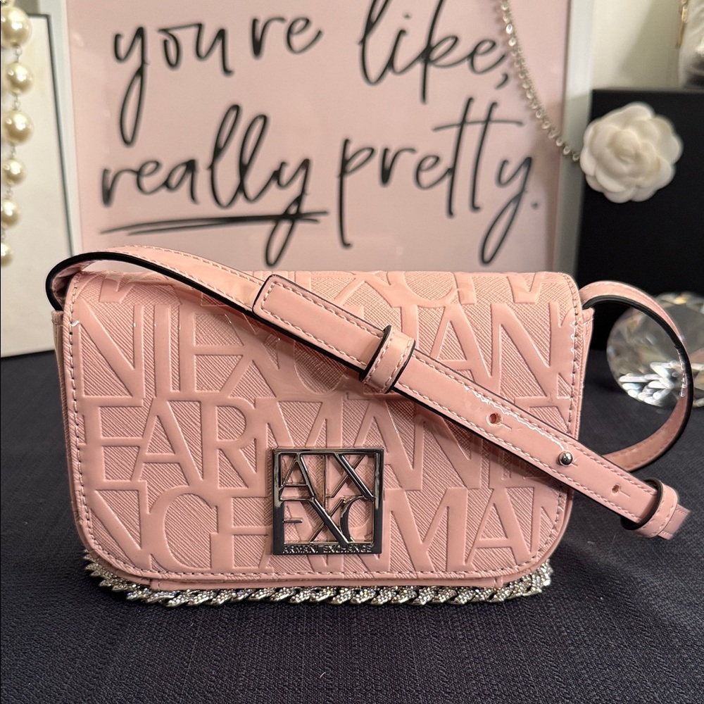 NWOT Armani Exchange Blush Embossed Crossbody Bag